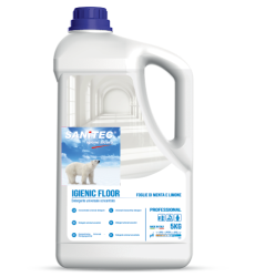 IGIENIC FLOOR con igenizzante manutentore
Detergente universale sgrassante concentrato con azione igienizzante e deodorante attivo su qualsiasi tipo di sporco. Lascia le superficibrillanti e non necessita di risciacquo. Ideale per le pulizie generali di manutenzione quotidiana.

Campo d’impiego:  tutti i pavimenti e le superfici lvabili.
Dosaggio: 2% - 4% a mano o con lavasciuga. ca. 2-3 tappi per 5 litri d’acqua.