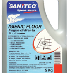 IGIENIC FLOOR con igenizzante manutentore
Detergente universale sgrassante concentrato con azione igienizzante e deodorante attivo su qualsiasi tipo di sporco. Lascia le superficibrillanti e non necessita di risciacquo. Ideale per le pulizie generali di manutenzione quotidiana.

Campo d’impiego:  tutti i pavimenti e le superfici lvabili.
Dosaggio: 2% - 4% a mano o con lavasciuga. ca. 2-3 tappi per 5 litri d’acqua.