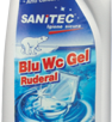 BLU WC GEL RUDERAL con antibatterico
Detergente disincrostante profumato per la pulizia e l’igiene dei WC. Rimuove facilmente lo sporco e il calcare anche nei punti più difficili.La sua formulazione in gel permette al prodotto di aderire uniformemente alle superficiprevenendo la  formazione del calcare.Grazie ai suoi principi antibatterici, rimuove germi, batteri e cattivi odori

Campo d’impiego: WC, urinatoi e bidet.
Dosaggio: pronto all’uso