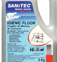 IGIENIC FLOOR con igenizzante manutentore
Detergente universale sgrassante concentrato con azione igienizzante e deodorante attivo su qualsiasi tipo di sporco. Lascia le superficibrillanti e non necessita di risciacquo. Ideale per le pulizie generali di manutenzione quotidiana.

Campo d’impiego:  tutti i pavimenti e le superfici lvabili.
Dosaggio: 2% - 4% a mano o con lavasciuga. ca. 2-3 tappi per 5 litri d’acqua.