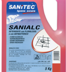 SANIALC asciuga rapido alcoolico con antibatterico
Detergente universale profumato a base alcoolica, asciuga rapidamente e sgrassa a fondo senza lasciare aloni. Grazie alla presenza di Sali d’Ammonio Quaternario, igienizza tutte le superficitrattate. Non necessita di risciacquo. Idoneo ai piani H.a.c.c.p.

Campo d’impiego: tutti i pavimenti, piastrelle e superfici lavabili, porte, tavoli, plastica e metalli.
Dosaggio: 1% - 2% a mano o con lavasciuga o con antischiuma. ca 1 tappo per 5 litri d’acqua.