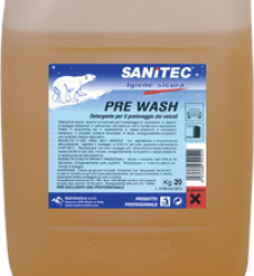 PRE WASH prelavaggio auto 
Detergente liquido alcalino concentrato per il prelavaggio di autoveicoli in stazioni di lavaggio tradizionali e self-service o con idropulitrice. Ottimo potere sgrassante di olio, unto, grasso e moscerini dalle carrozzerie dei veicoli, camion, teloni, senza aggredire le superfici.

Campo d’impiego: impianti tradizionali, area self-service o con idropulitrice.
Dosaggio: area self service 10-20 ml per ciclo. Con Idropulitrice 20-25 ml per auto. Impianti tradizionali: 0,5% - 1%